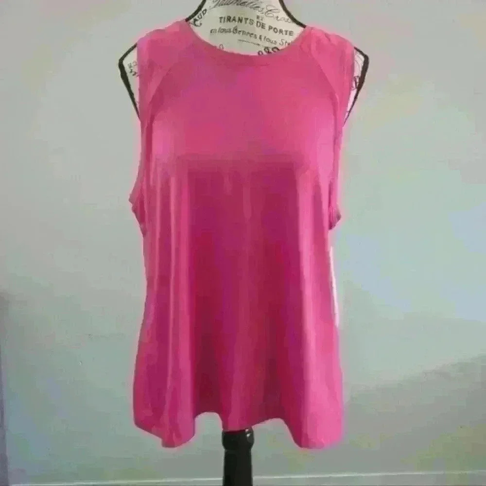 CORY VINES | Women's Pink Flowy Slit Back Athletic  Tank Top